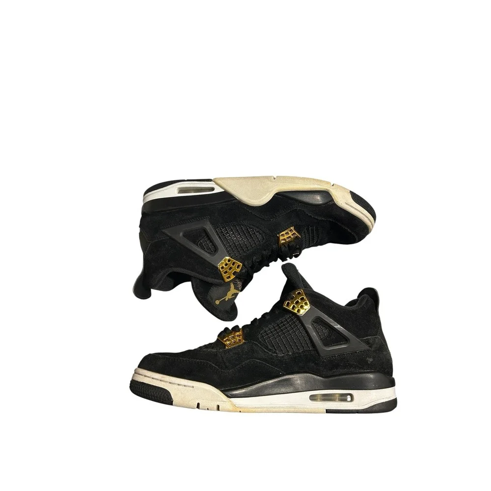 Air Jordan 4 Retro Royalty Black Metallic Gold‎ 308497-032 Mens Size 9.5 grunge